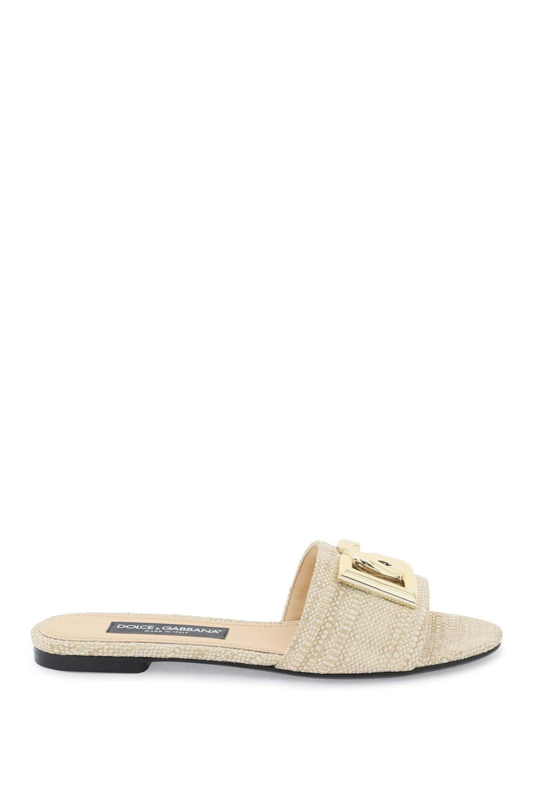 Raffia Slides With Dg Logo - Dolce & Gabbana - Women