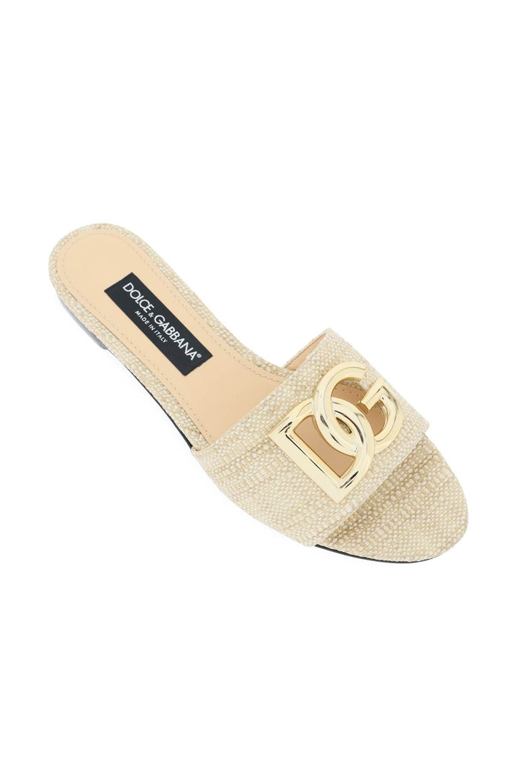 Raffia Slides With Dg Logo - Dolce & Gabbana - Women