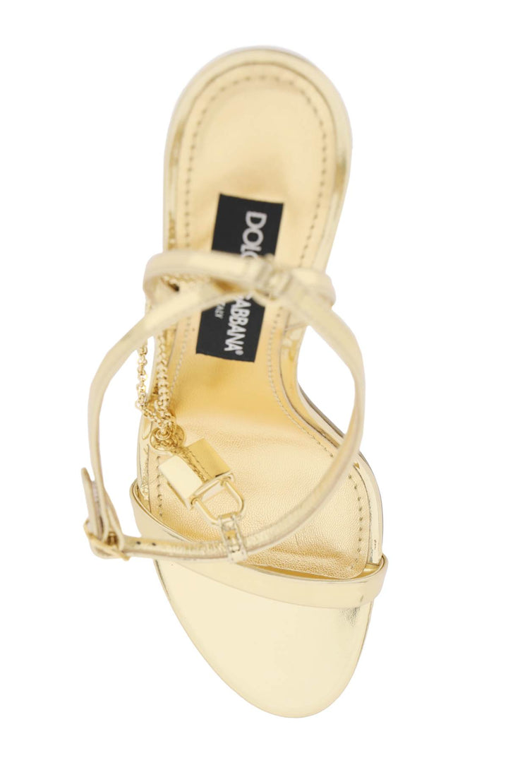 Laminated Leather Sandals With Charm - Dolce & Gabbana - Women