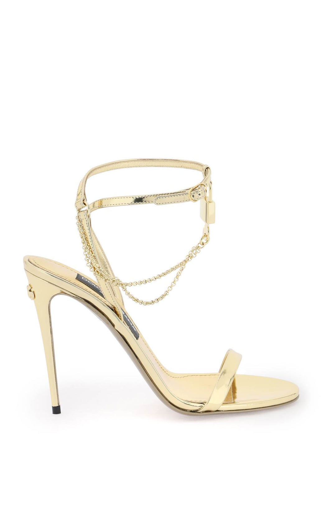 Laminated Leather Sandals With Charm - Dolce & Gabbana - Women