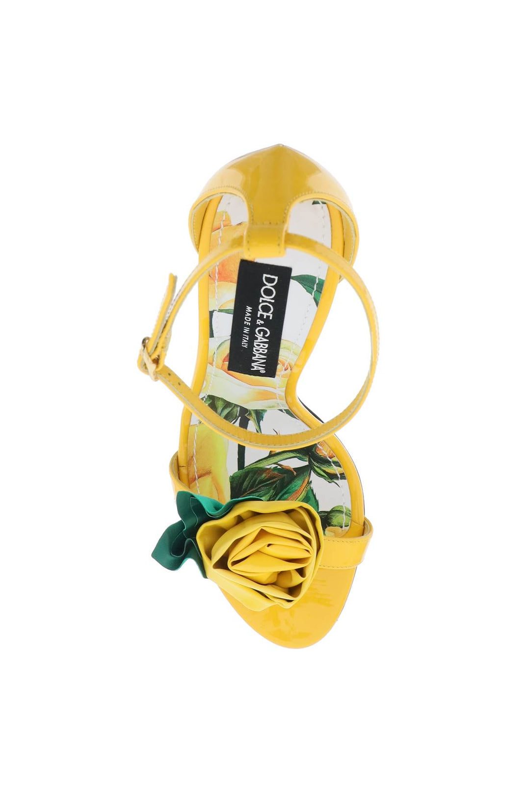 Patent Leather Sandals With Flower - Dolce & Gabbana - Women