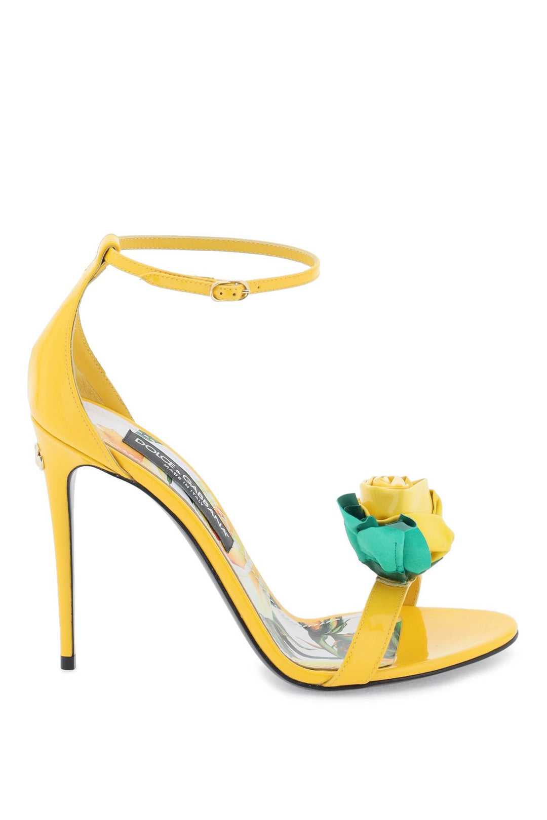 Patent Leather Sandals With Flower - Dolce & Gabbana - Women