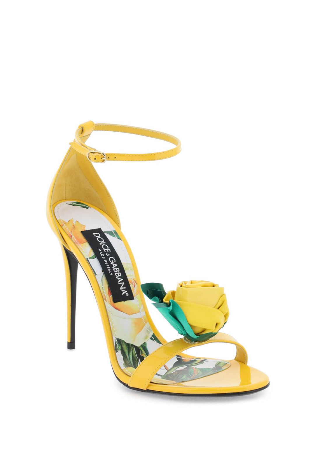 Patent Leather Sandals With Flower - Dolce & Gabbana - Women