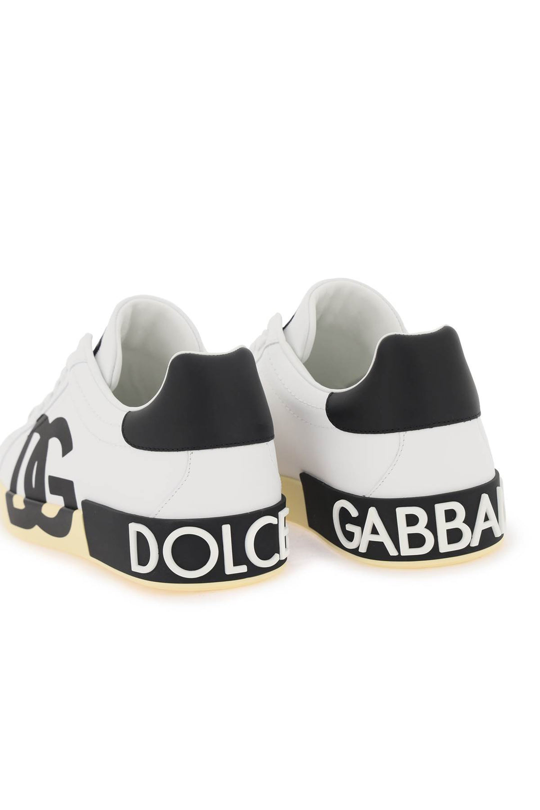 Leather Portofino Sneakers With Dg Logo - Dolce & Gabbana - Men