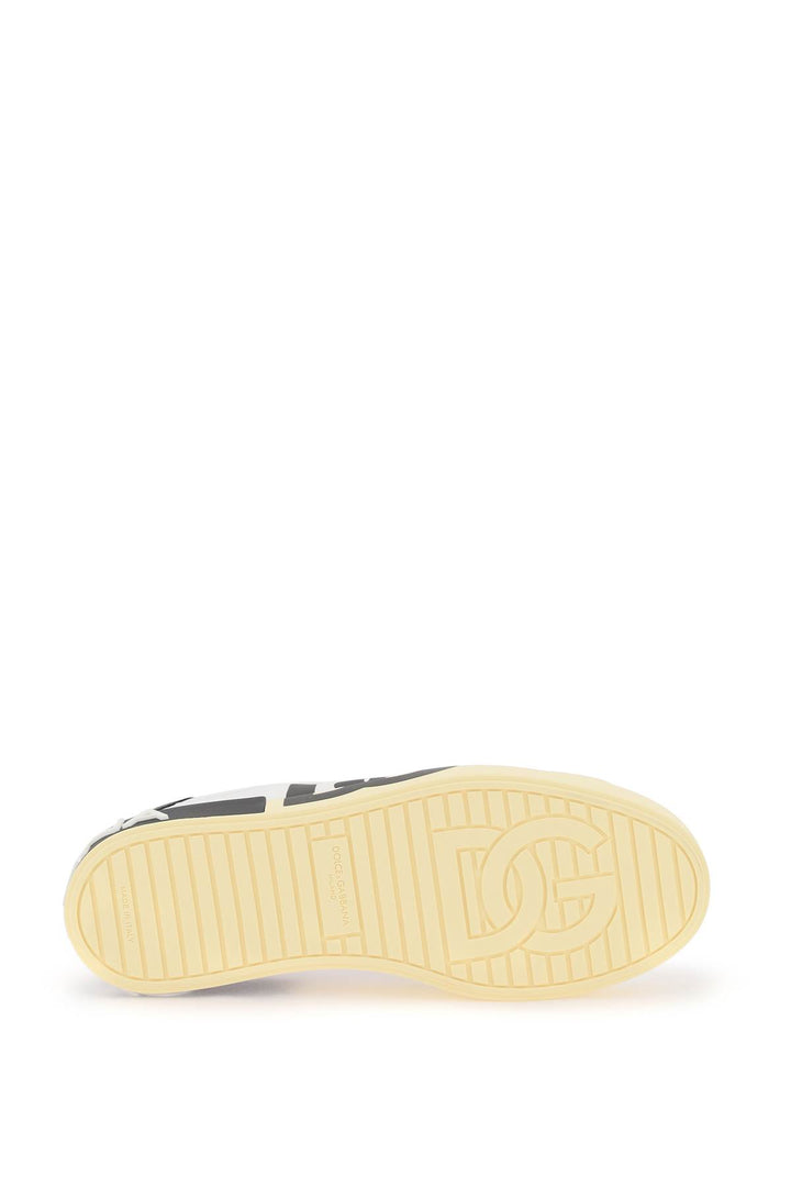 Leather Portofino Sneakers With Dg Logo - Dolce & Gabbana - Men