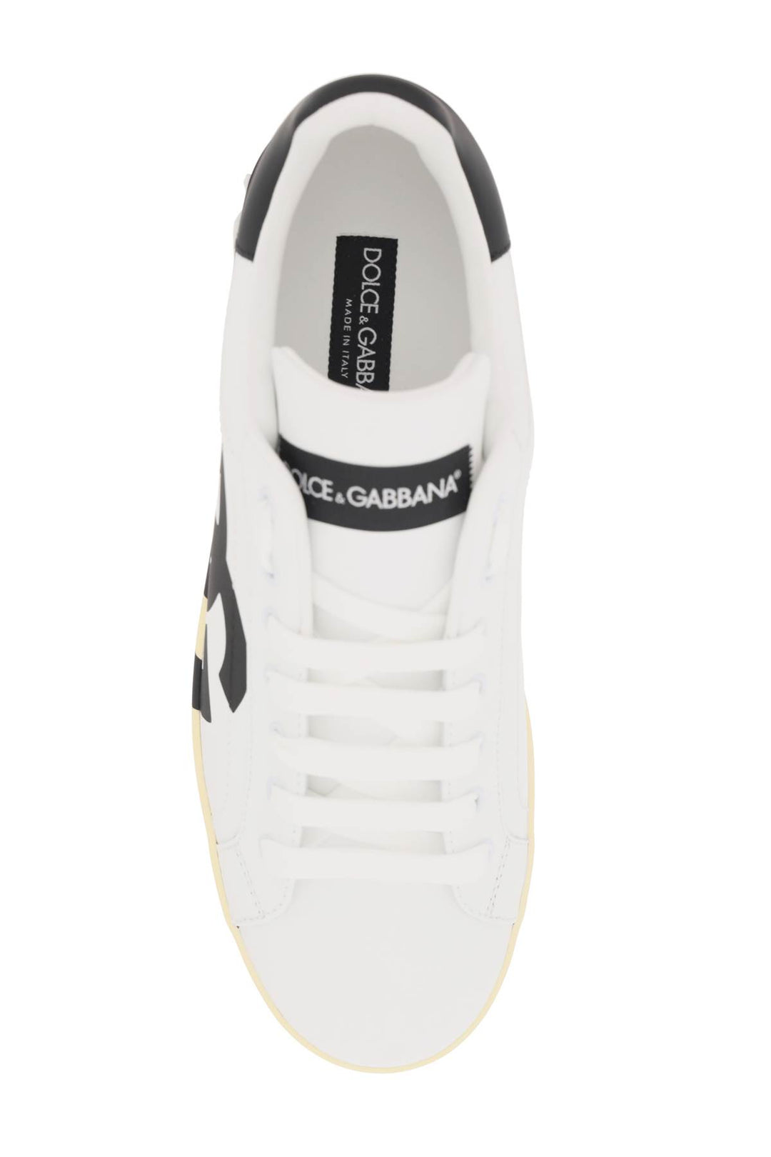 Leather Portofino Sneakers With Dg Logo - Dolce & Gabbana - Men