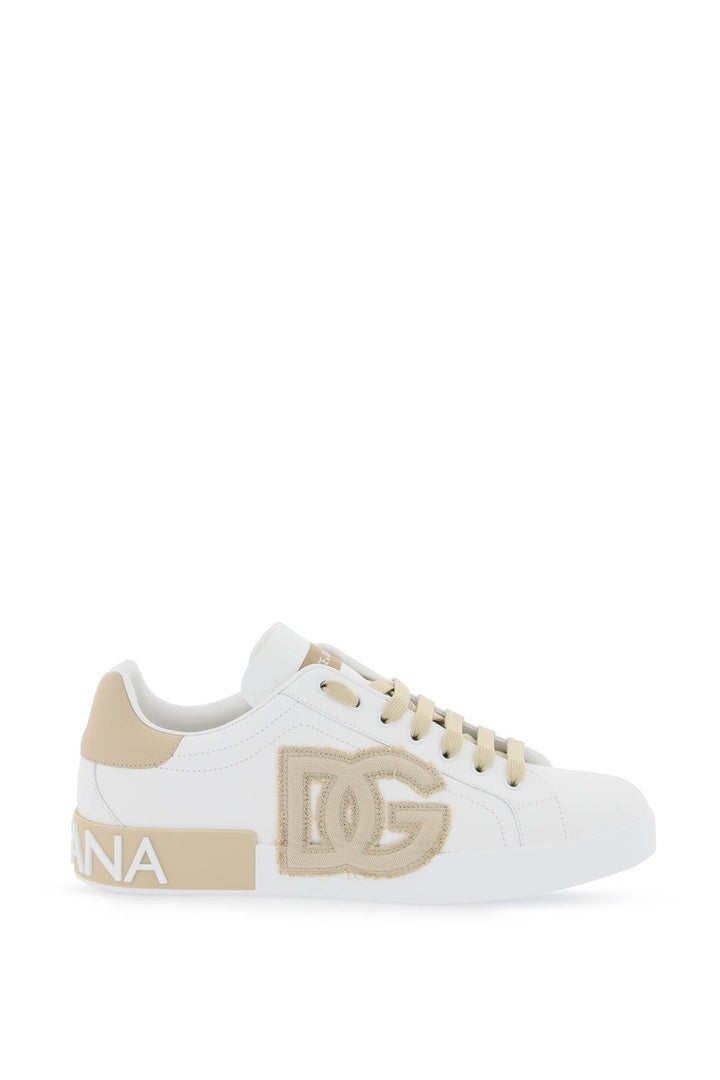 Sneakers Portofino In Pelle Con Patch Logo Dg - Dolce & Gabbana - Men