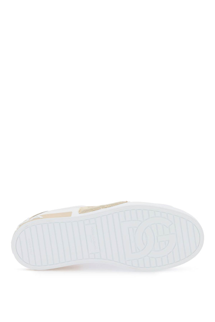 Sneakers Portofino In Pelle Con Patch Logo Dg - Dolce & Gabbana - Men