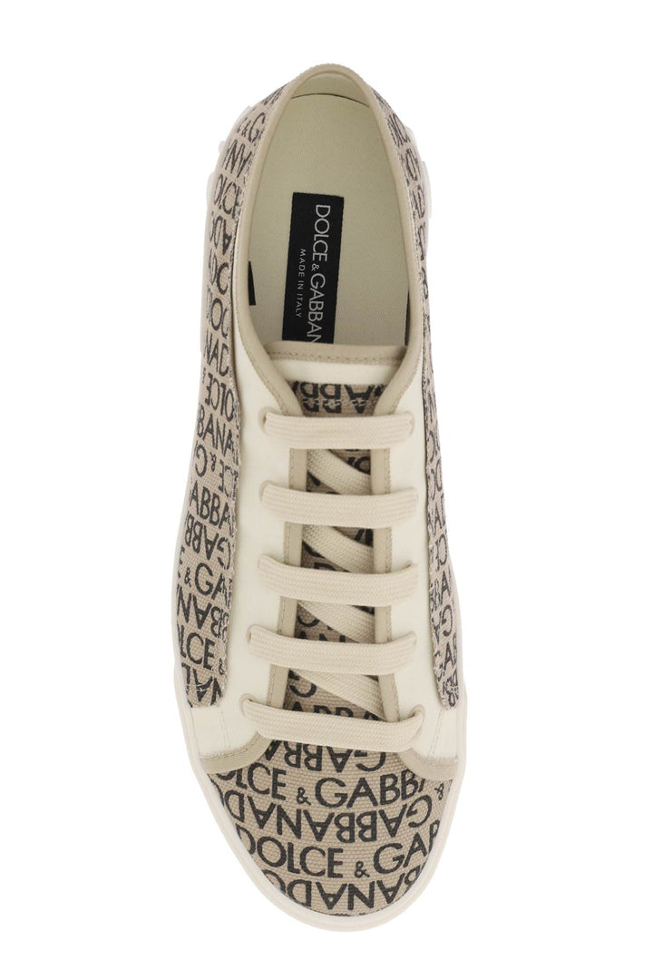 Portofino Vintage Printed Canvas Sneakers - Dolce & Gabbana - Men