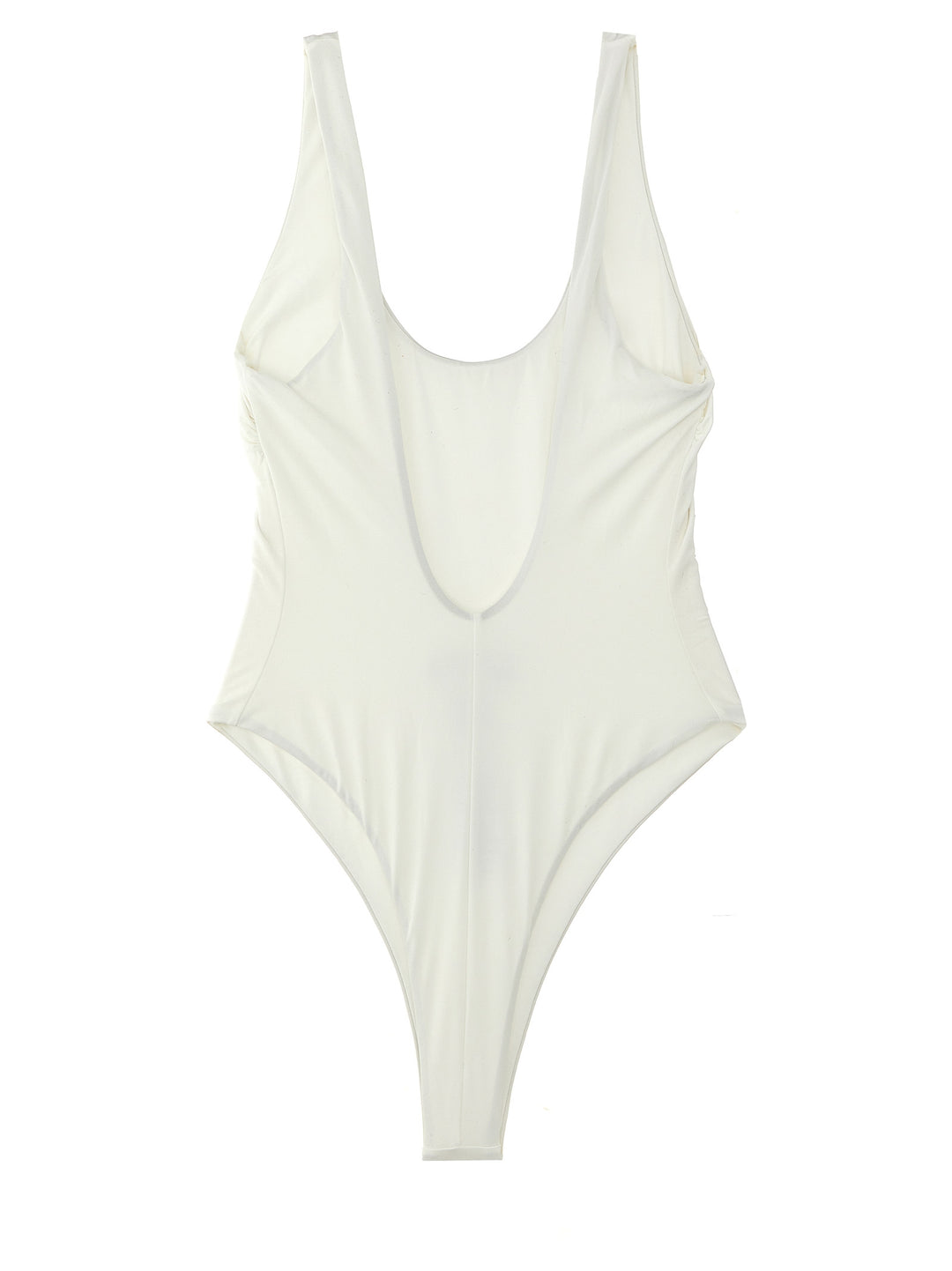 Rhinestone Logo One-Piece Swimsuit Beachwear White