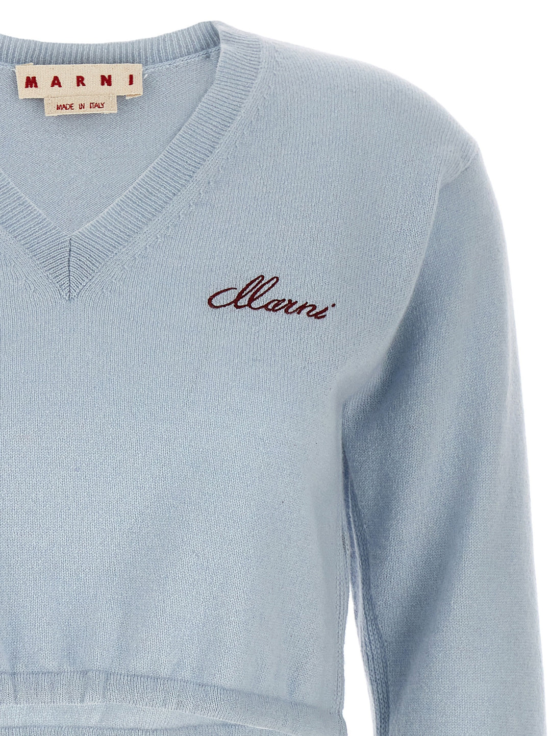 Logo Embroidery Sweater Sweater, Cardigans Light Blue