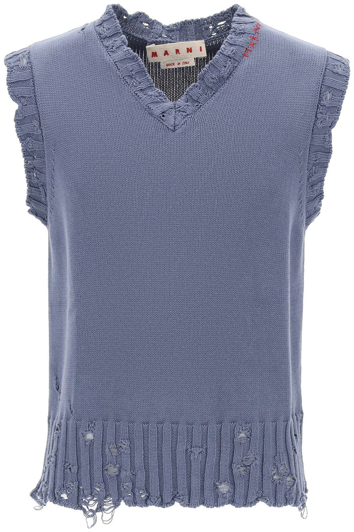 Destroyed Effect Vest In Cotton - Marni - Men