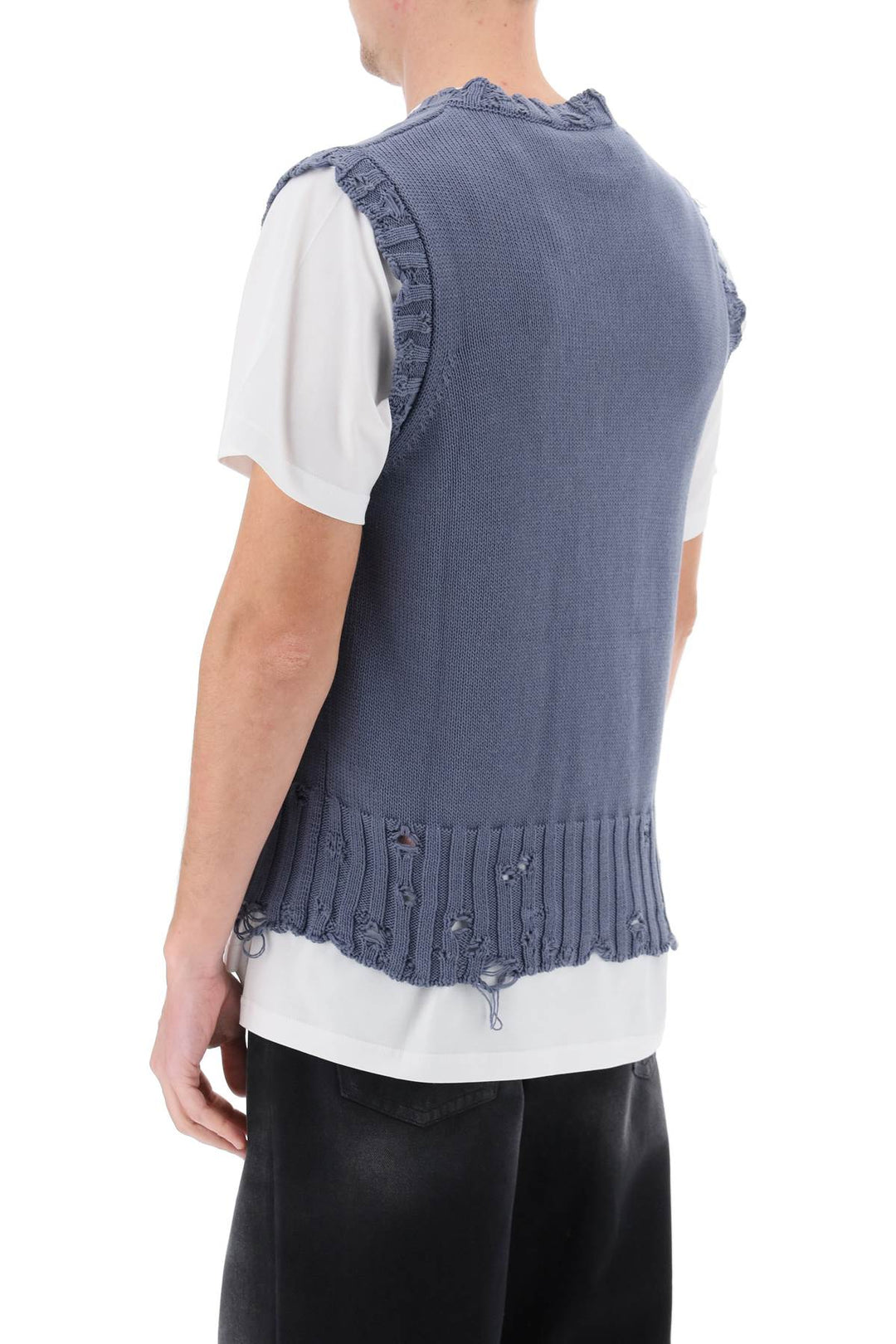 Destroyed Effect Vest In Cotton - Marni - Men