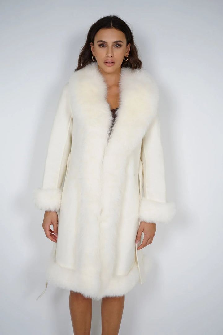 Coat Liberty White Mixed Cashmere