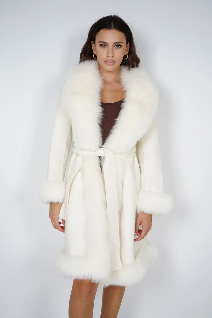 Coat Liberty White Mixed Cashmere