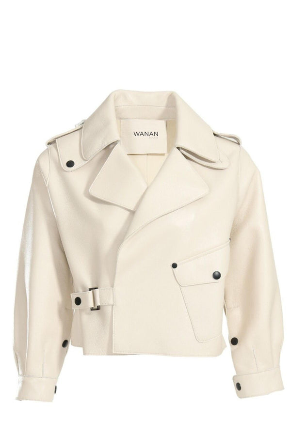 Ilaria Jacket in White Lambskin Leather