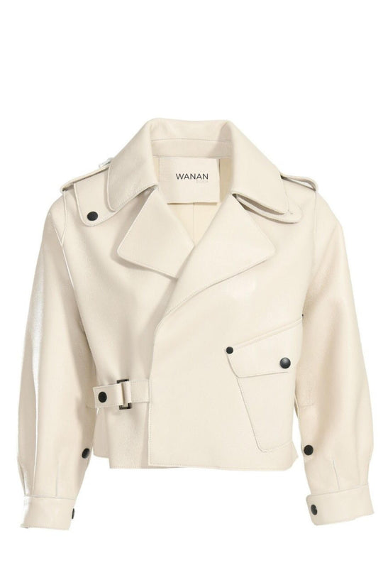 Ilaria Jacket in White Lambskin Leather