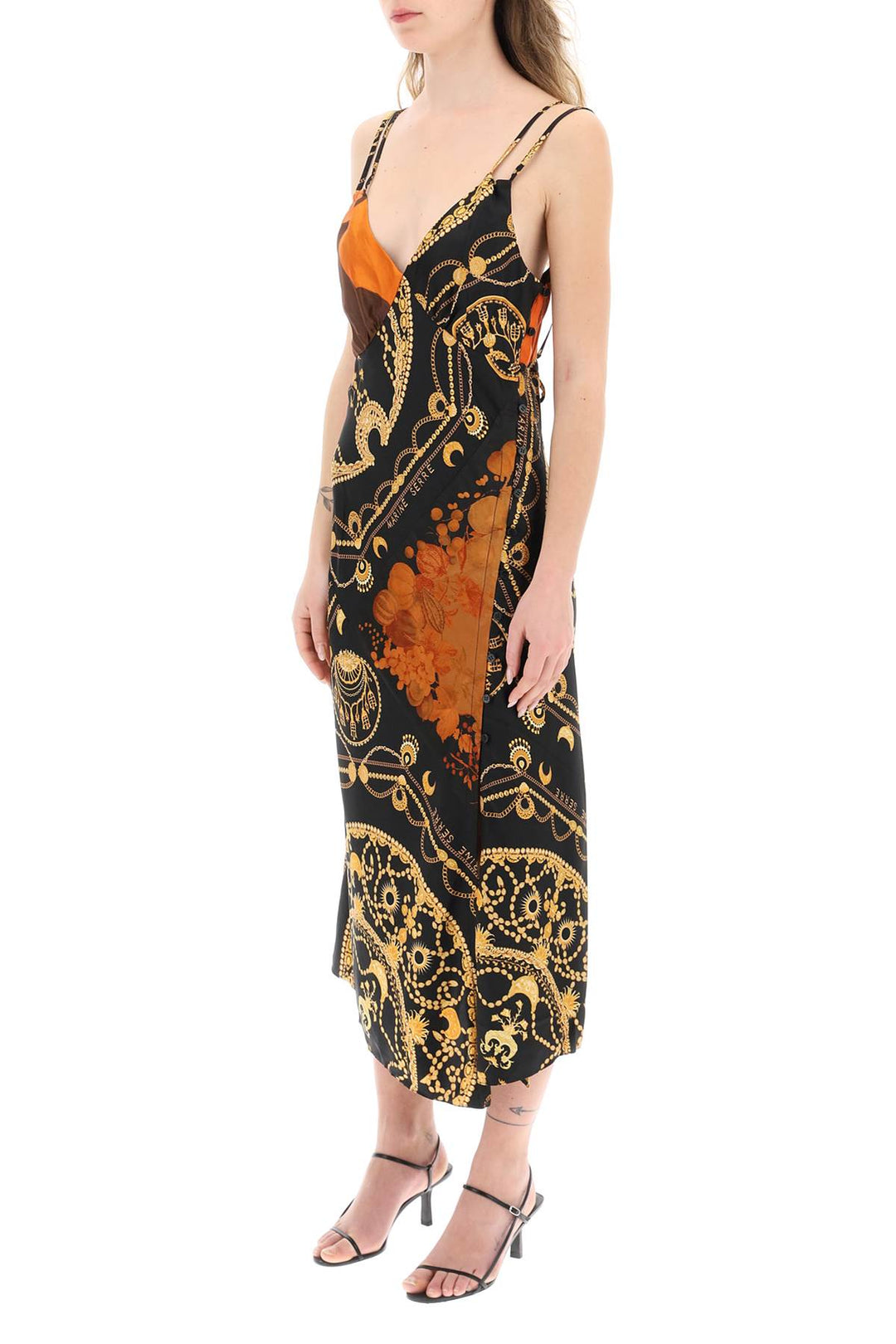 Printed Silk Midi Dress - Marine Serre - Women