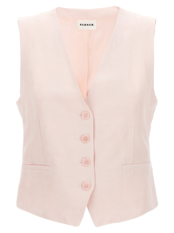 Single-Breasted Vest Gilet Pink