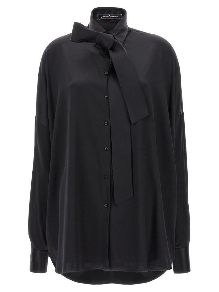 Pussy-Bow Silk Shirt Shirt, Blouse Black