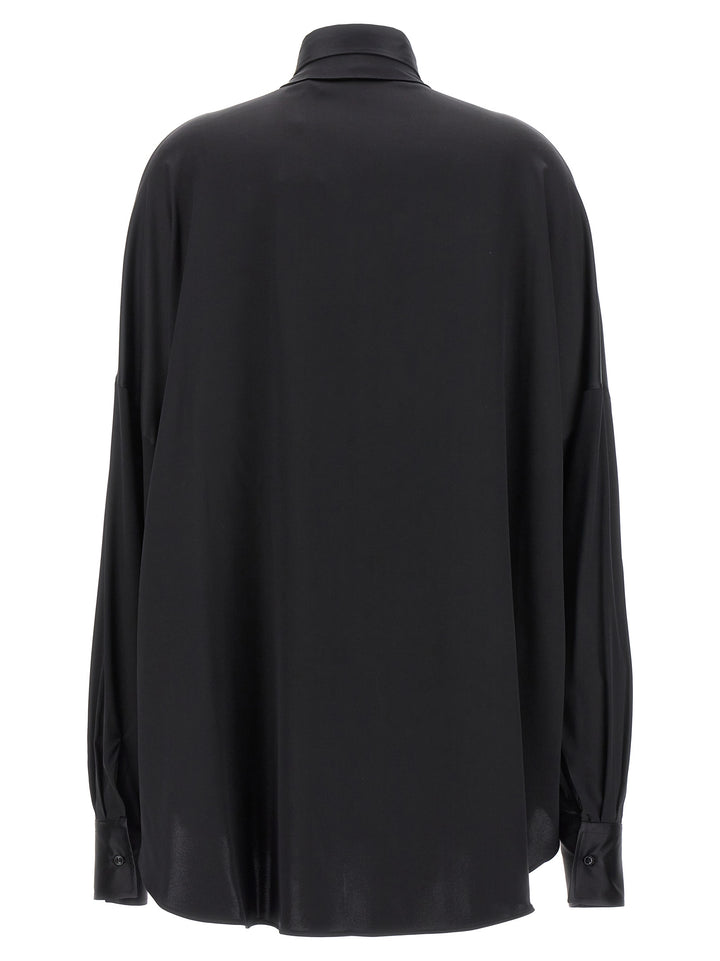 Pussy-Bow Silk Shirt Shirt, Blouse Black