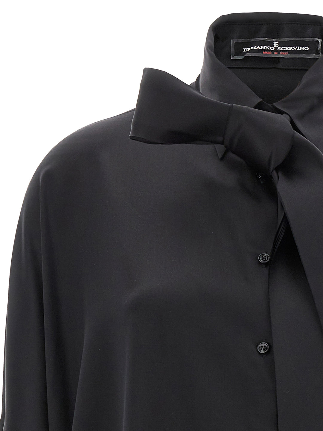 Pussy-Bow Silk Shirt Shirt, Blouse Black