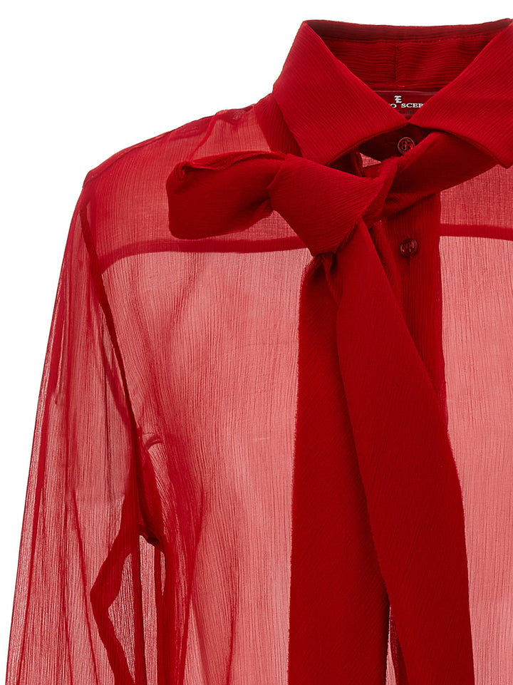 Pussy Bow Shirt Shirt, Blouse Red