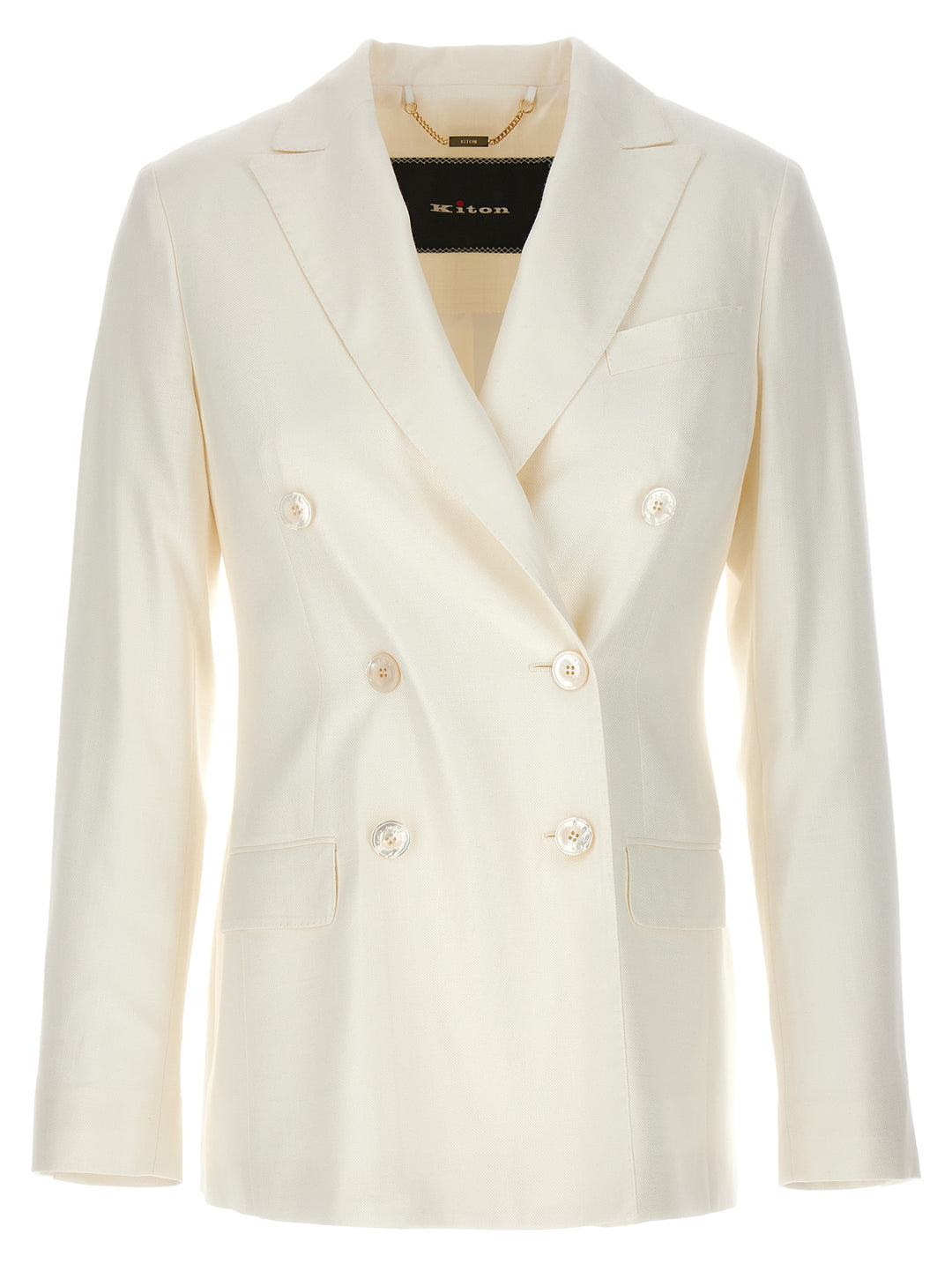 Viscose Double-Breasted Blazer Blazer And Suits White