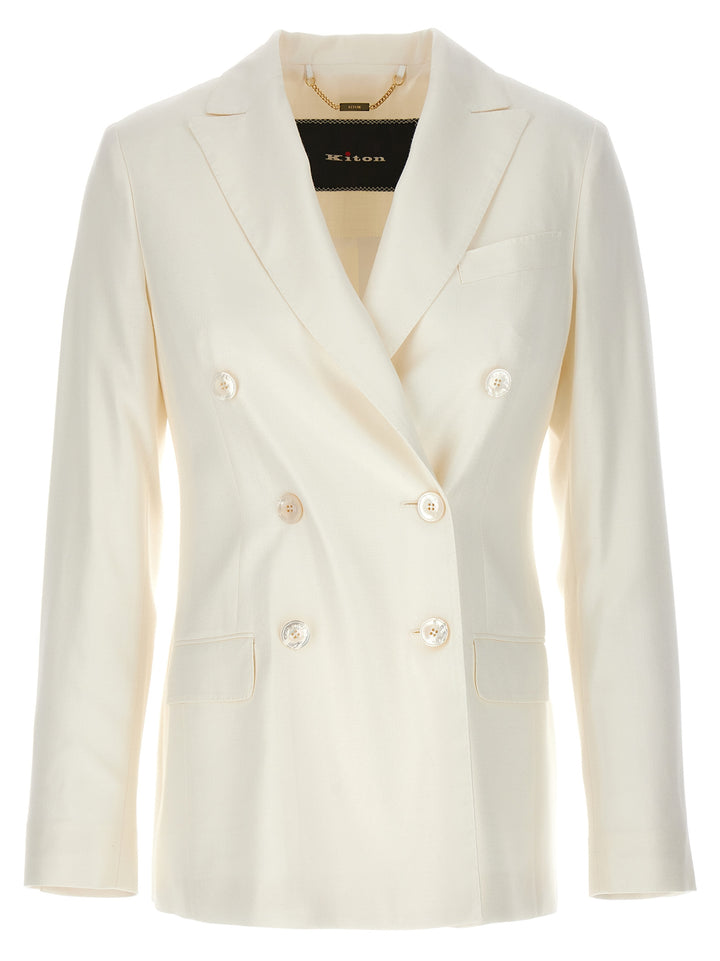 Viscose Double-Breasted Blazer Blazer And Suits White