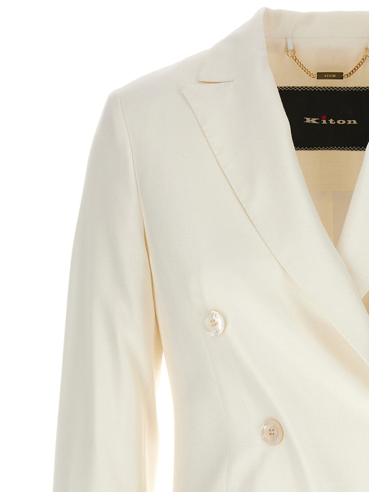 Viscose Double-Breasted Blazer Blazer And Suits White