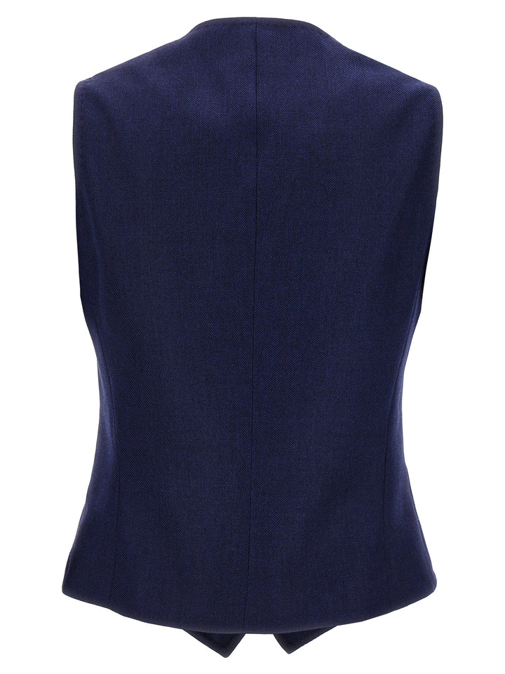 Silk Cashmere Vest Gilet Blue