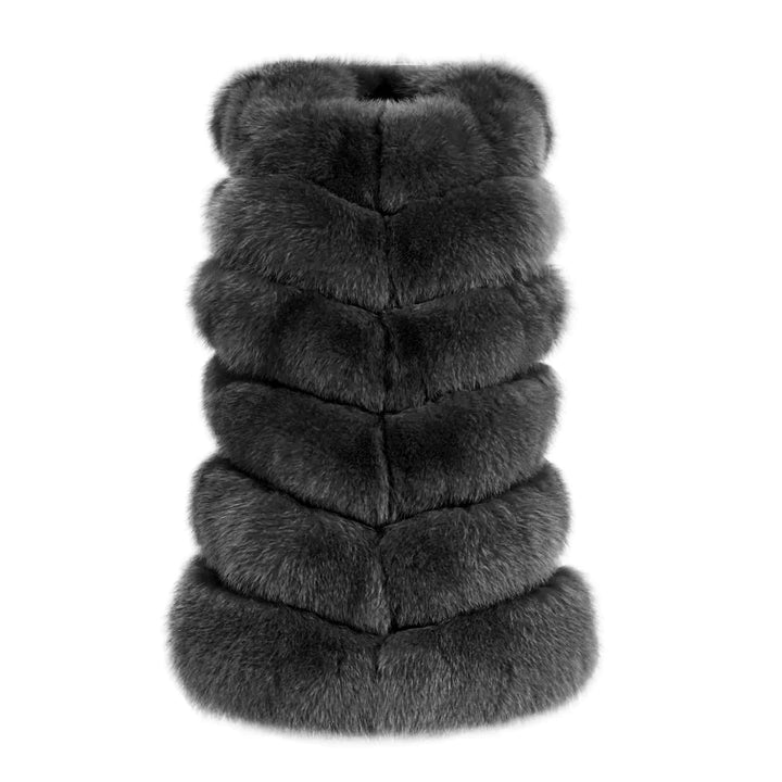 Roxanne Dark Grey Fox Fur Vest