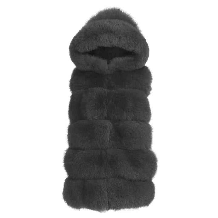 Calere Dark Gey Vest in Fox Fur