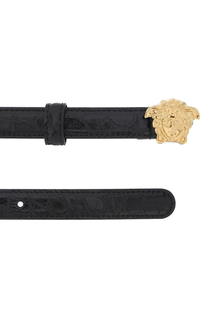 La Medusa Croco Embossed Belt - Versace - Women