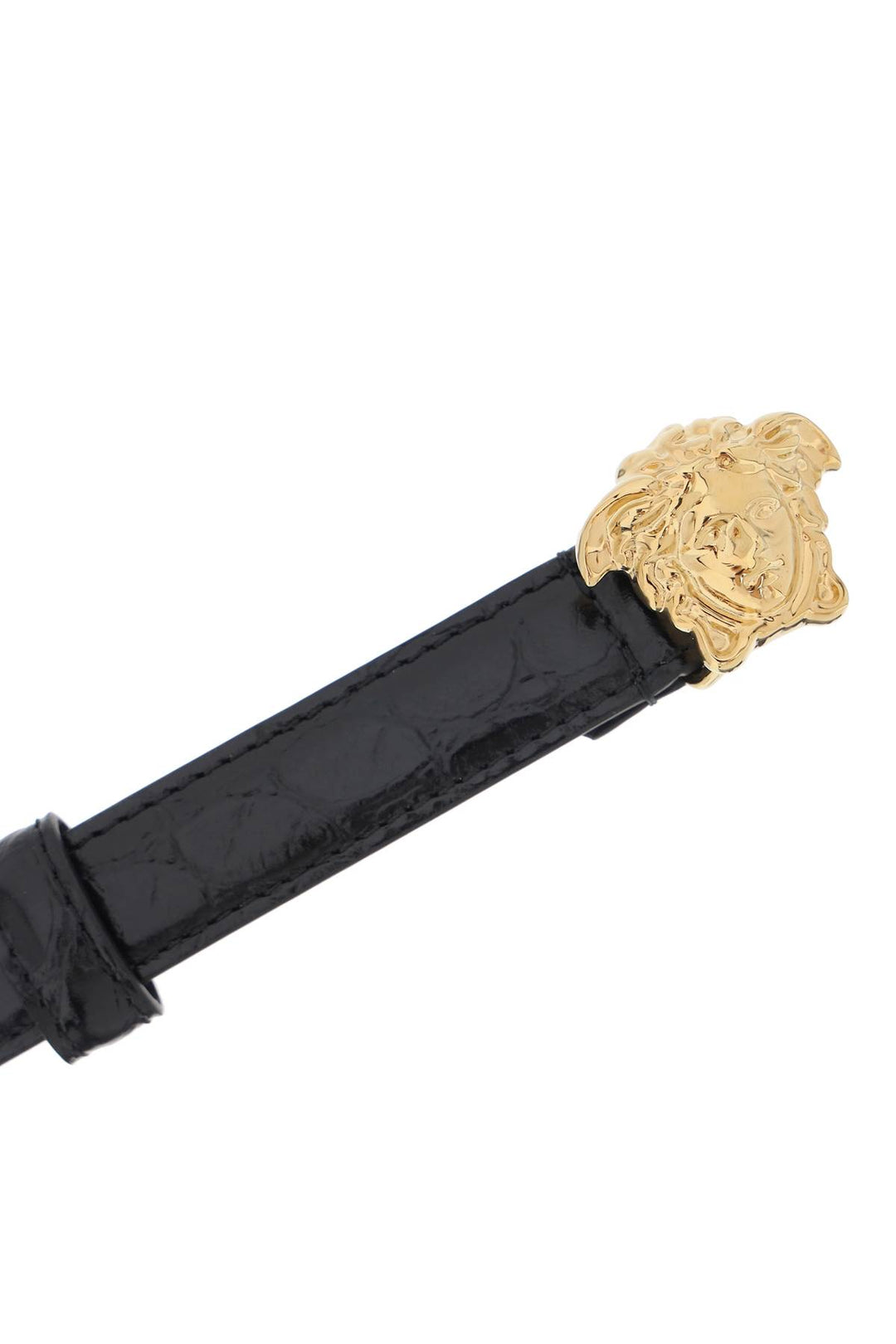 La Medusa Croco Embossed Belt - Versace - Women