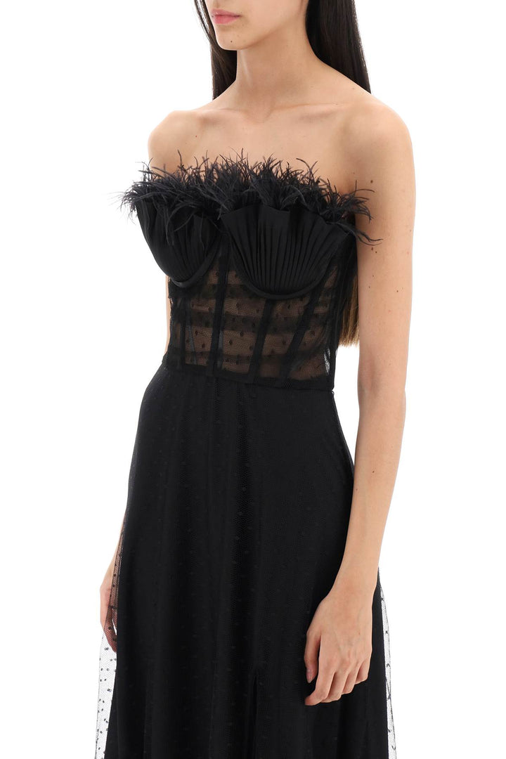 Long Bustier Dress With Feather Trim - 1913 Dresscode - Women