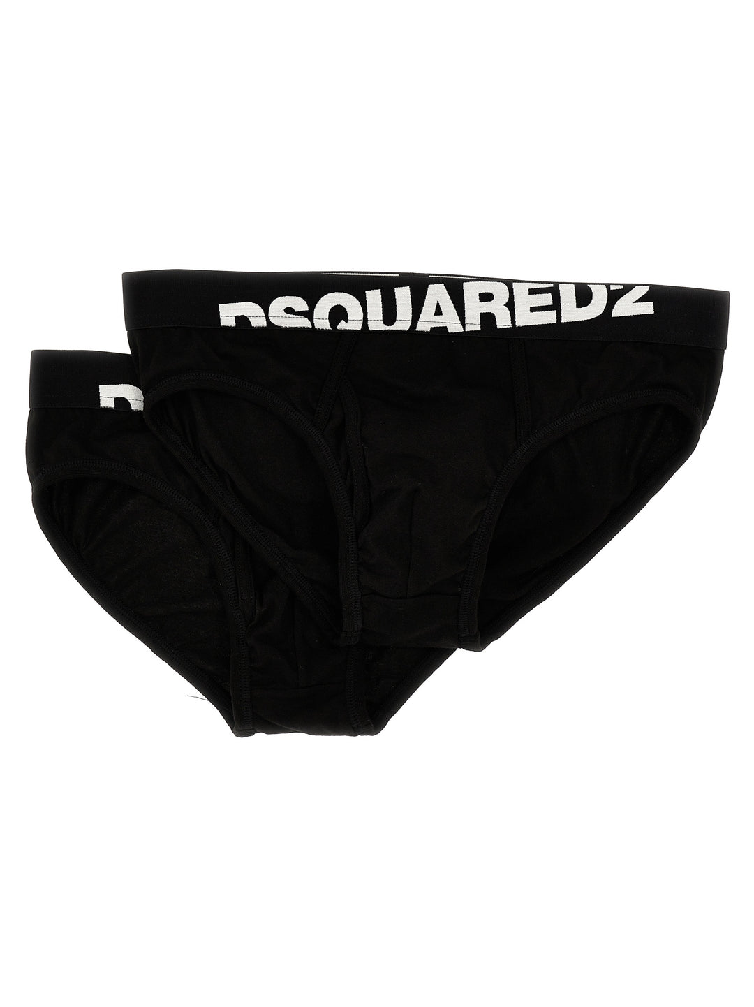 2-Pack Elastic Logo Briefs Underwear, Body White/Black