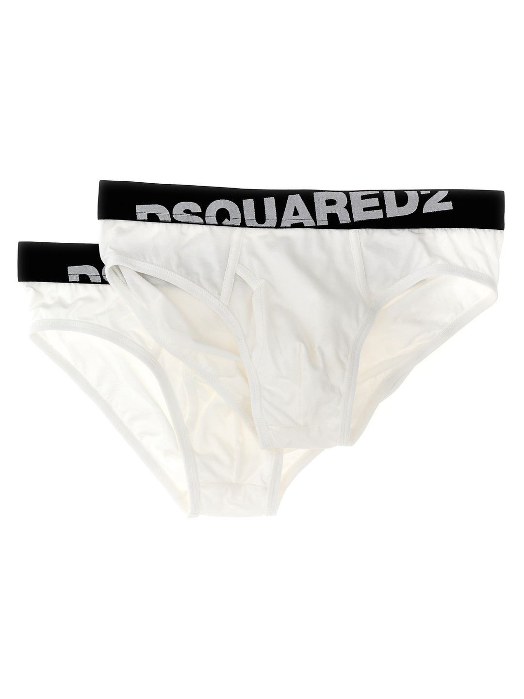 2-Pack Elastic Logo Briefs Underwear, Body White/Black