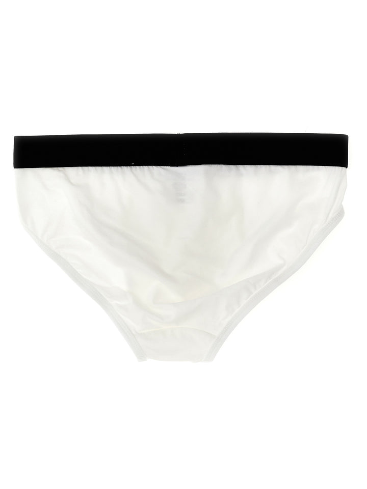 2-Pack Elastic Logo Briefs Underwear, Body White/Black