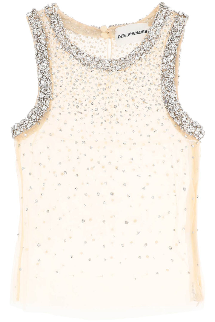 Tulle Top With Crystals - Des Phemmes - Women