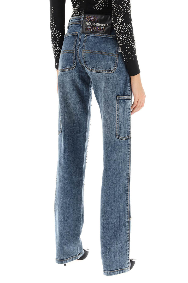 Straight Cut Jeans With Rhinestones - Des Phemmes - Women