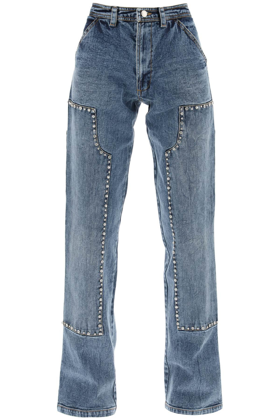 Straight Cut Jeans With Rhinestones - Des Phemmes - Women