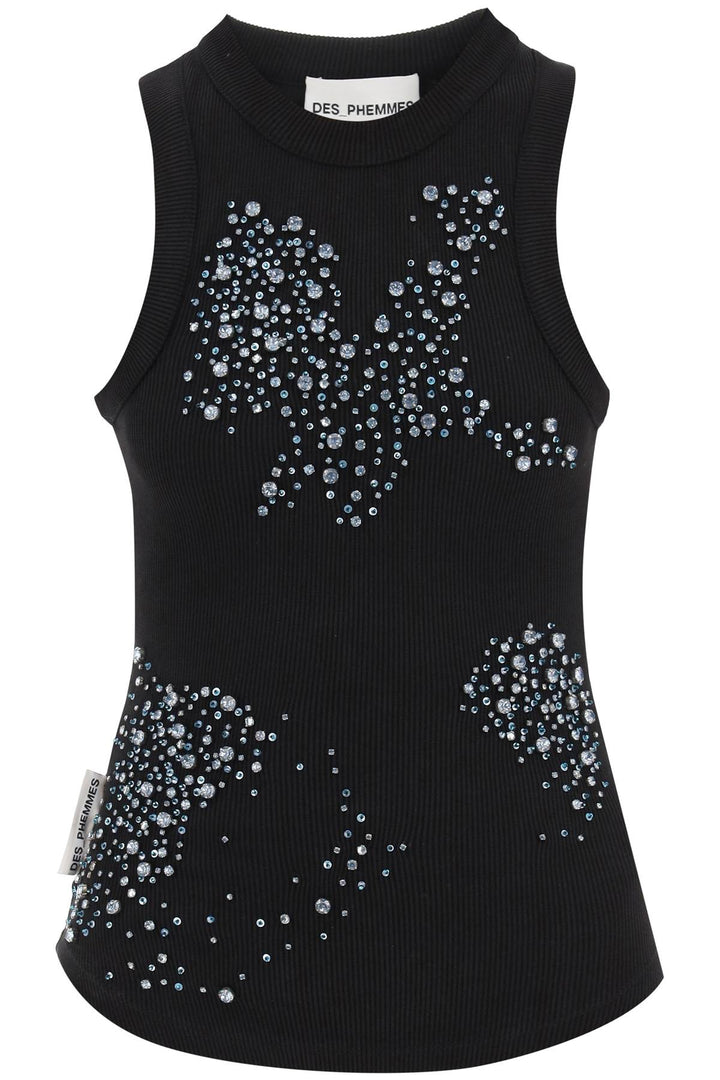 Ribbed Tank Top With Appliques - Des Phemmes - Women