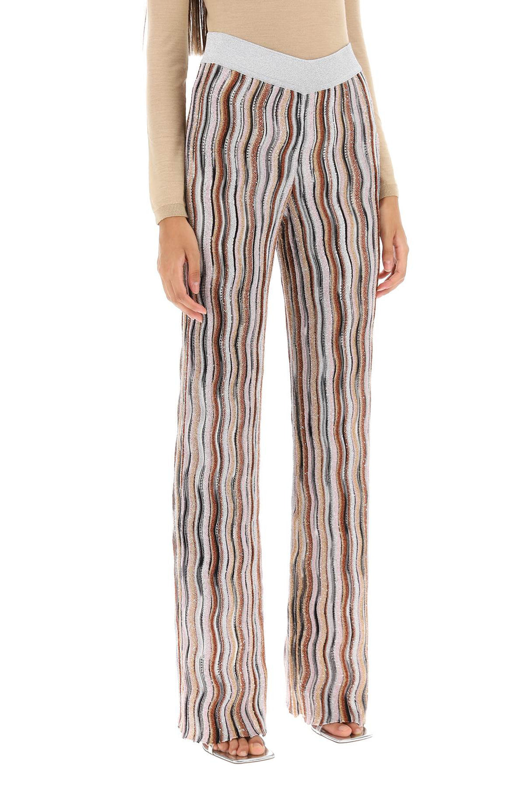 Sequined Knit Pants With Wavy Motif - Missoni - Women