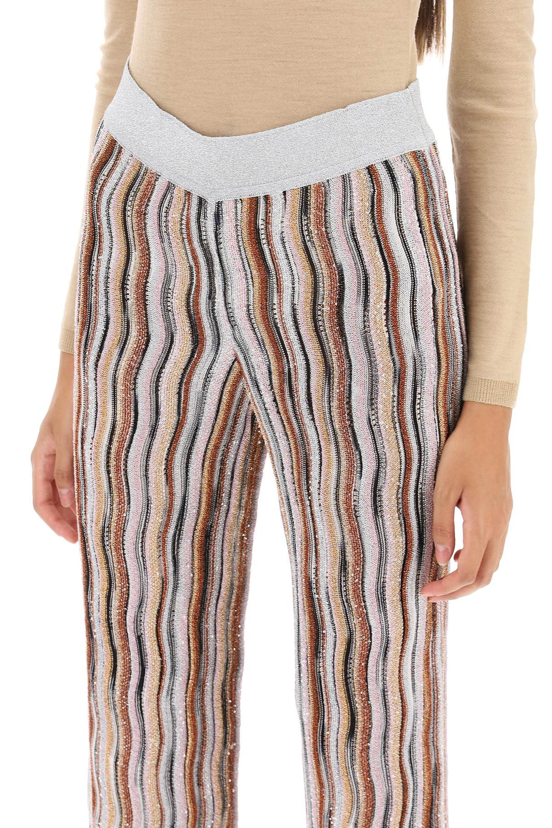 Sequined Knit Pants With Wavy Motif - Missoni - Women