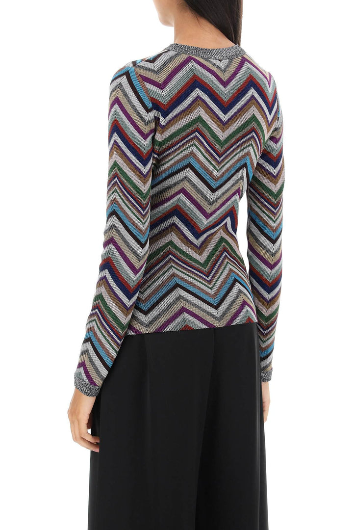 Lurex Knit Cardigan With Herringbone Motif - Missoni - Women