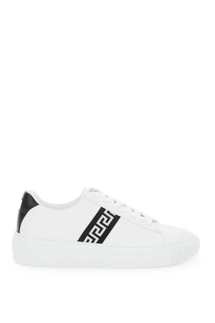 Leather Greca Sneakers - Versace - Men