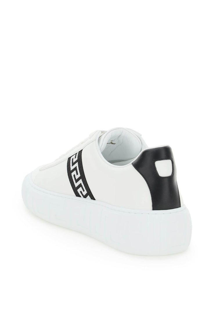 Leather Greca Sneakers - Versace - Men