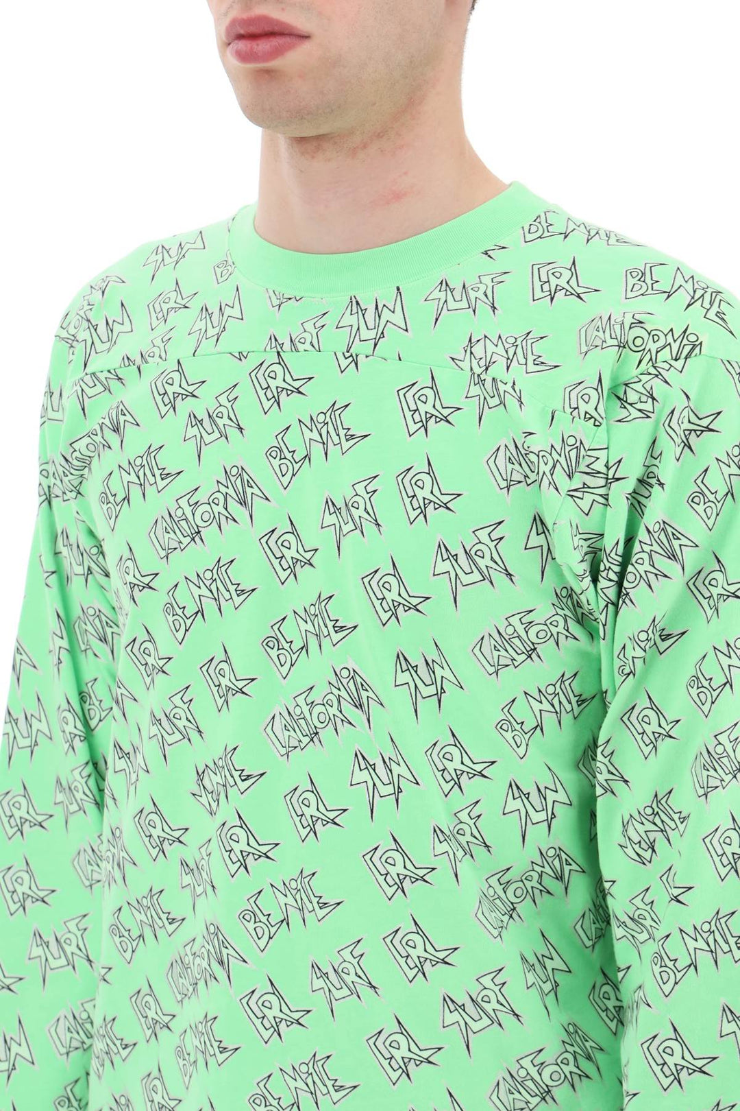 'Waffle' Long Sleeved T Shirt With All Over Print - Erl - Men