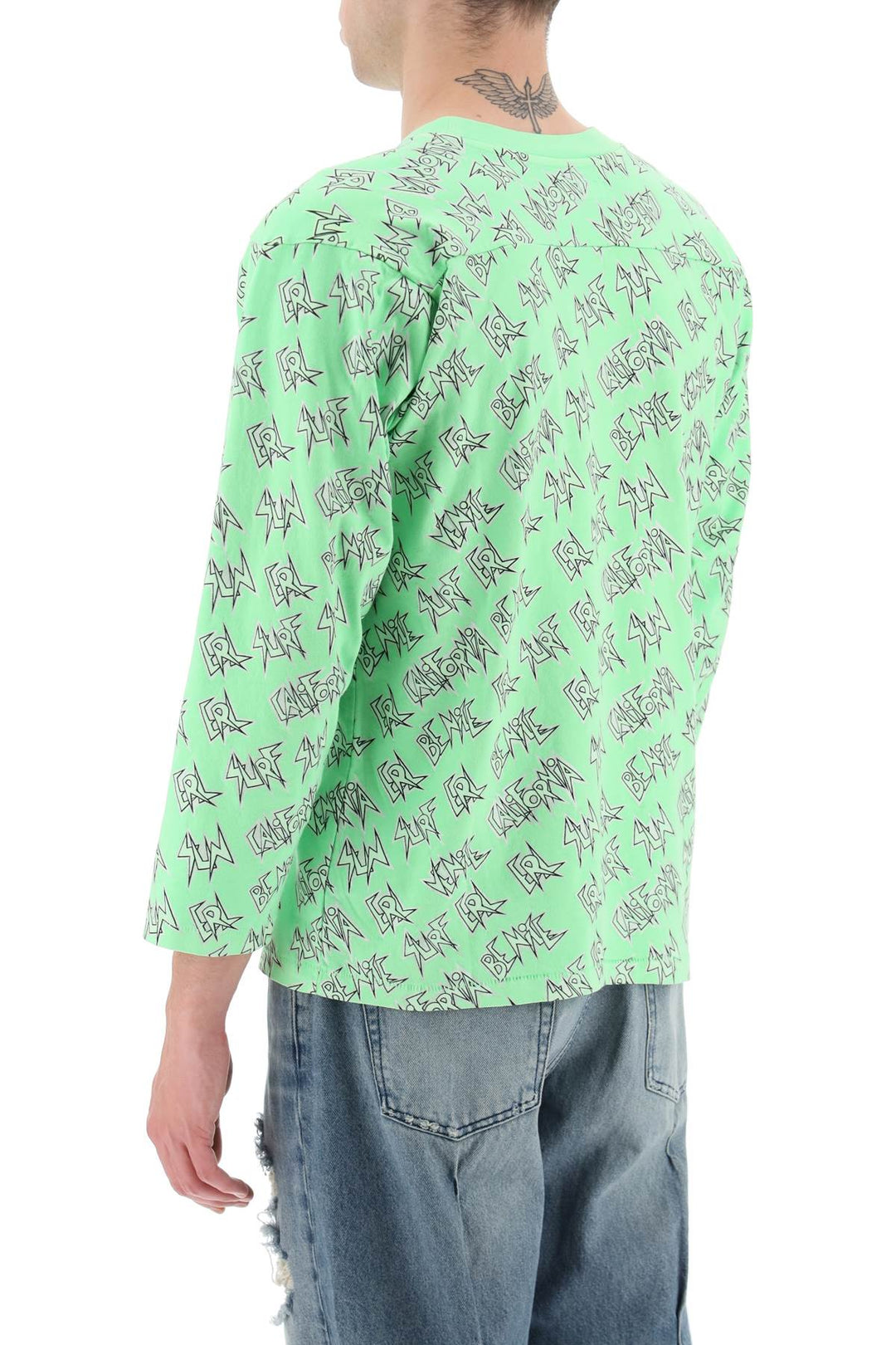 'Waffle' Long Sleeved T Shirt With All Over Print - Erl - Men